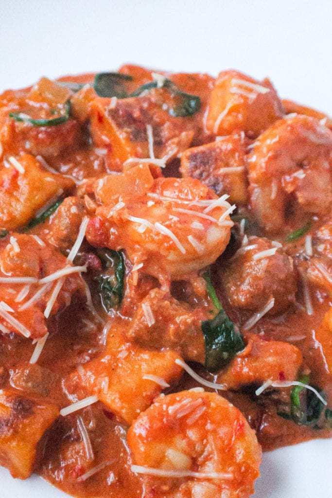 sweet potato gnocchi wiht shrimp