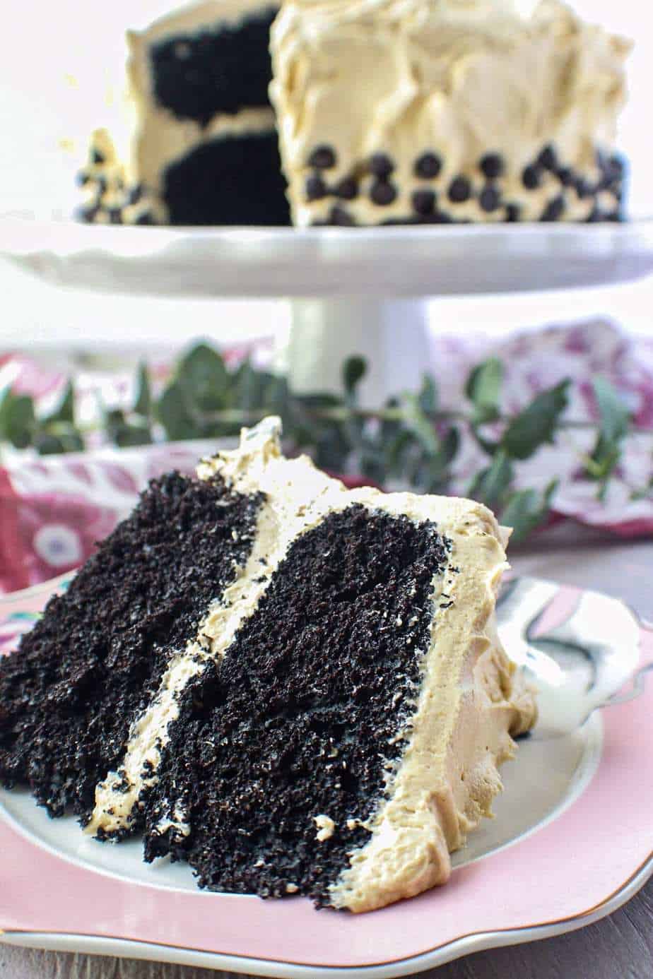 Midnight Dark Chocolate Cake with Peanut Butter Frosting-image