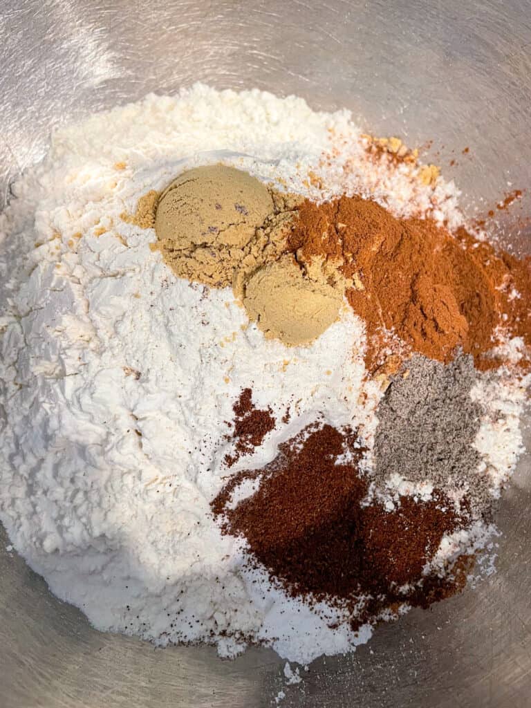 overhead shot of flour with spices