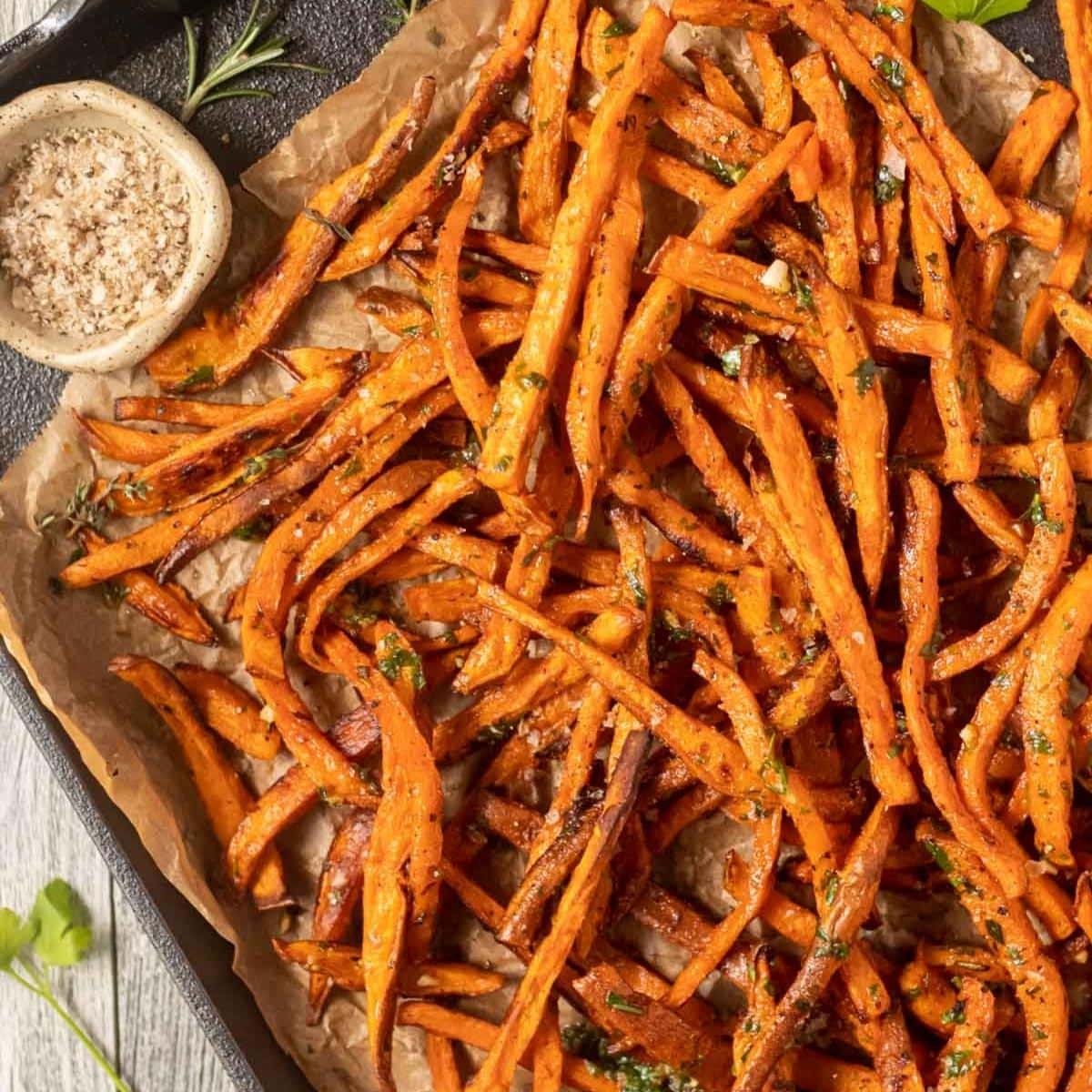 Cajun Herb Butter Sweet Potato Fries - Pink Owl Kitchen