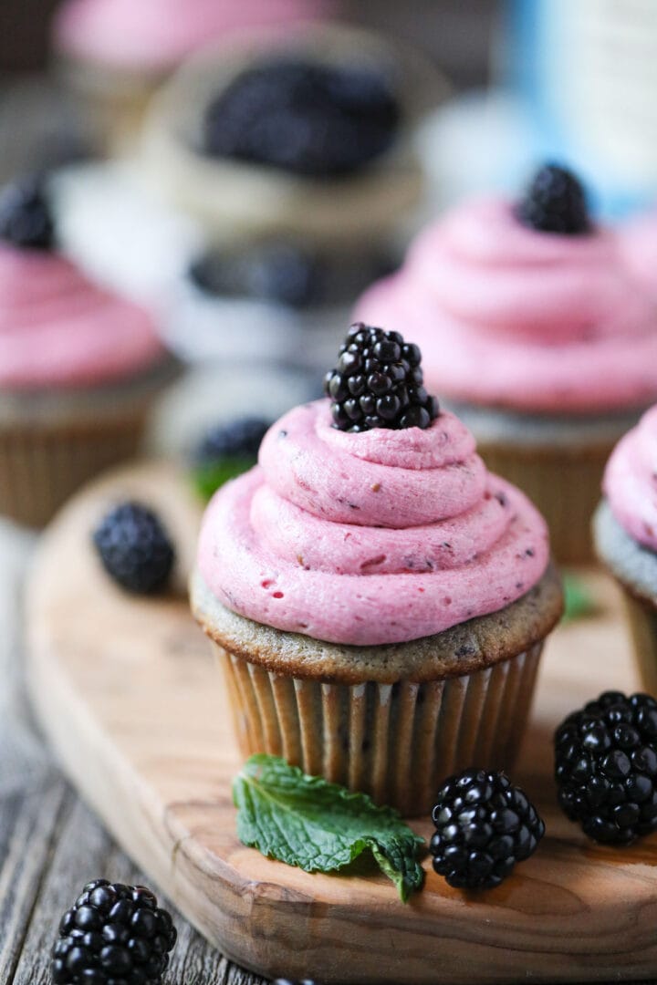 Blackberry Cupcakes with Blackberry Buttercream - Pink Owl Kitchen