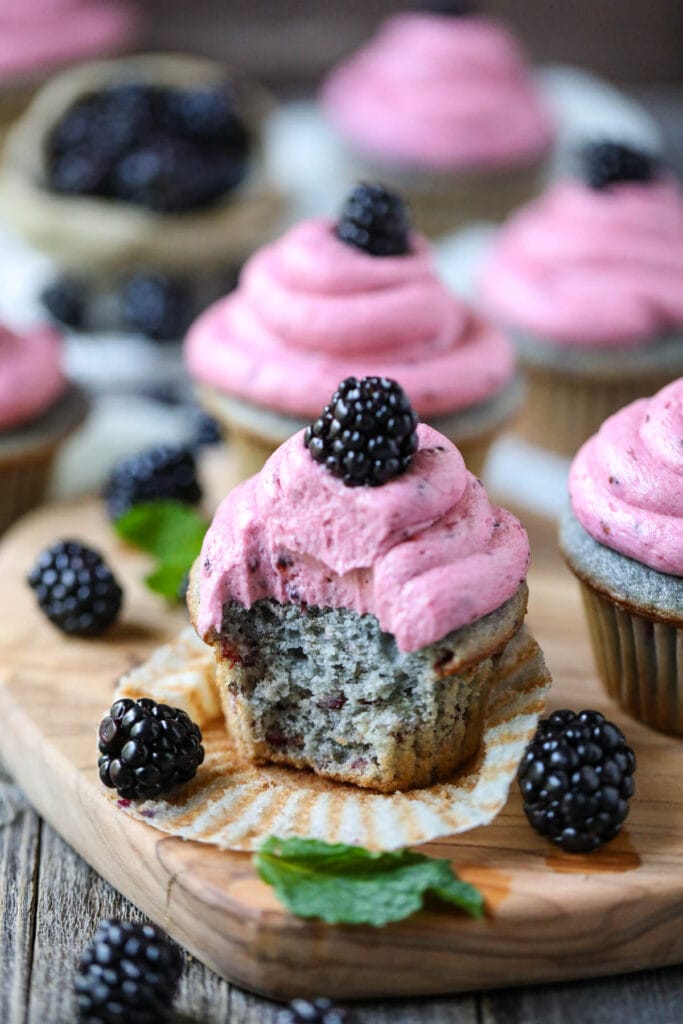 Blackberry Cupcakes with Blackberry Buttercream - Pink Owl Kitchen