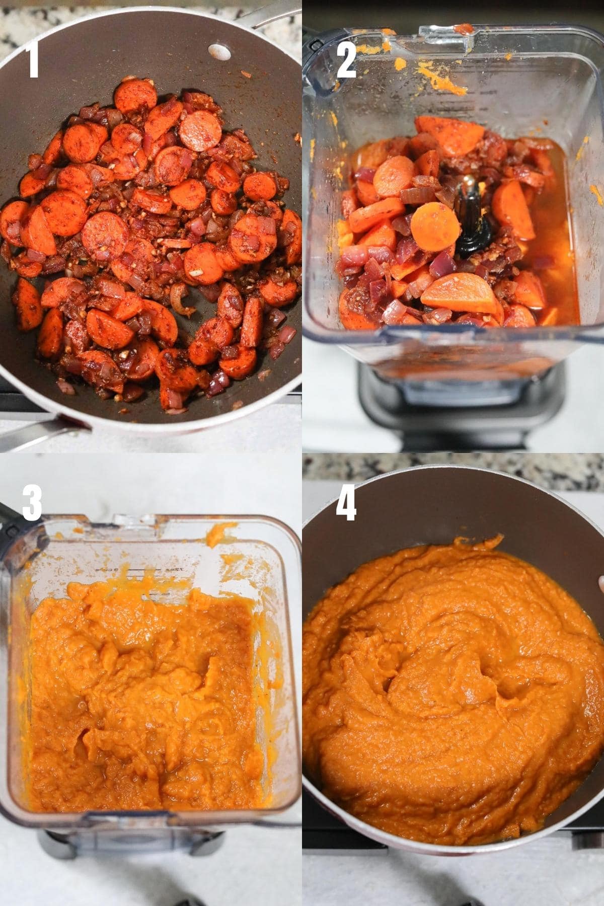 step by step instructions for making sweet potato soup.