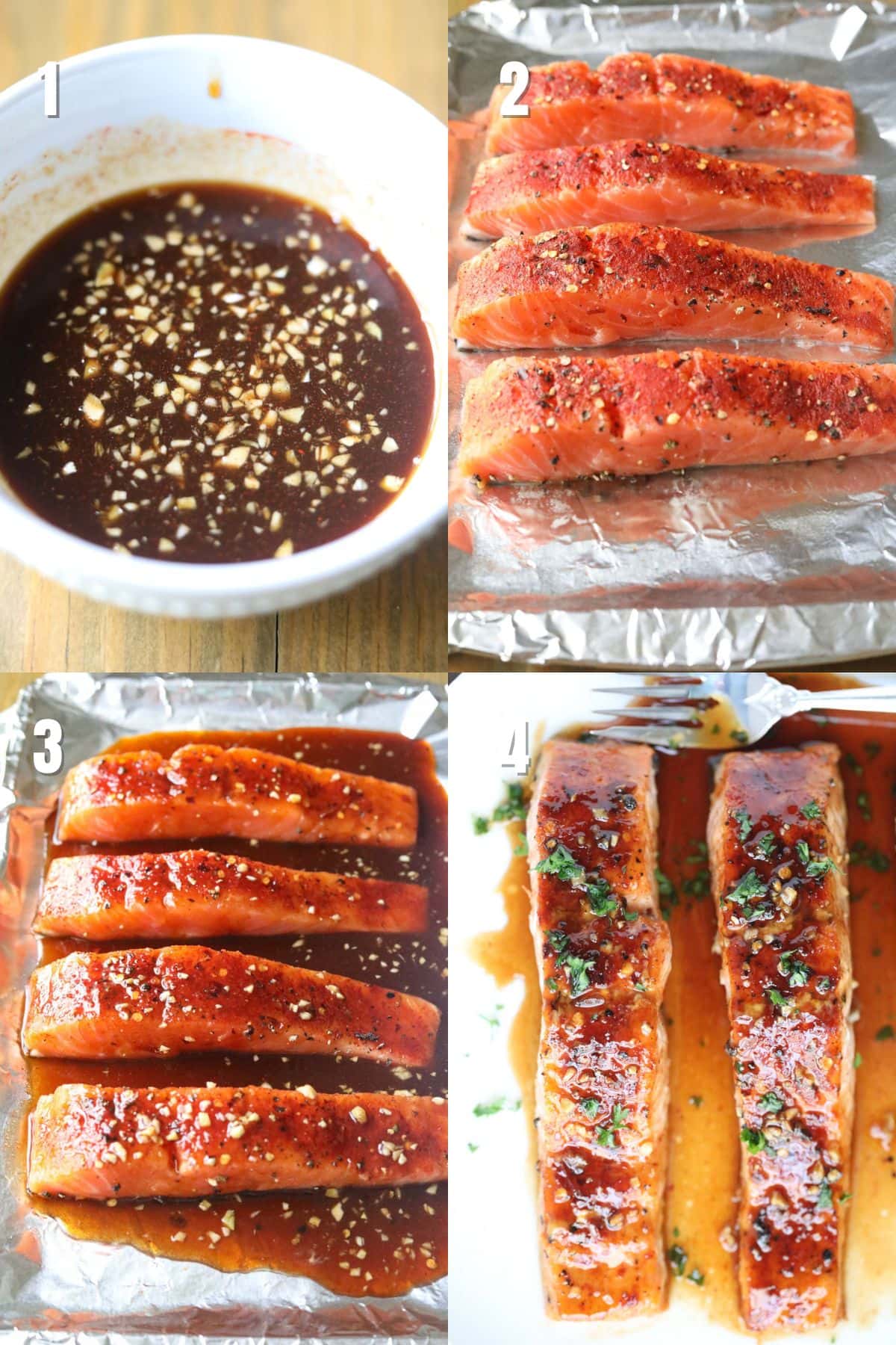 step by step instructions for making maple glazed salmon.