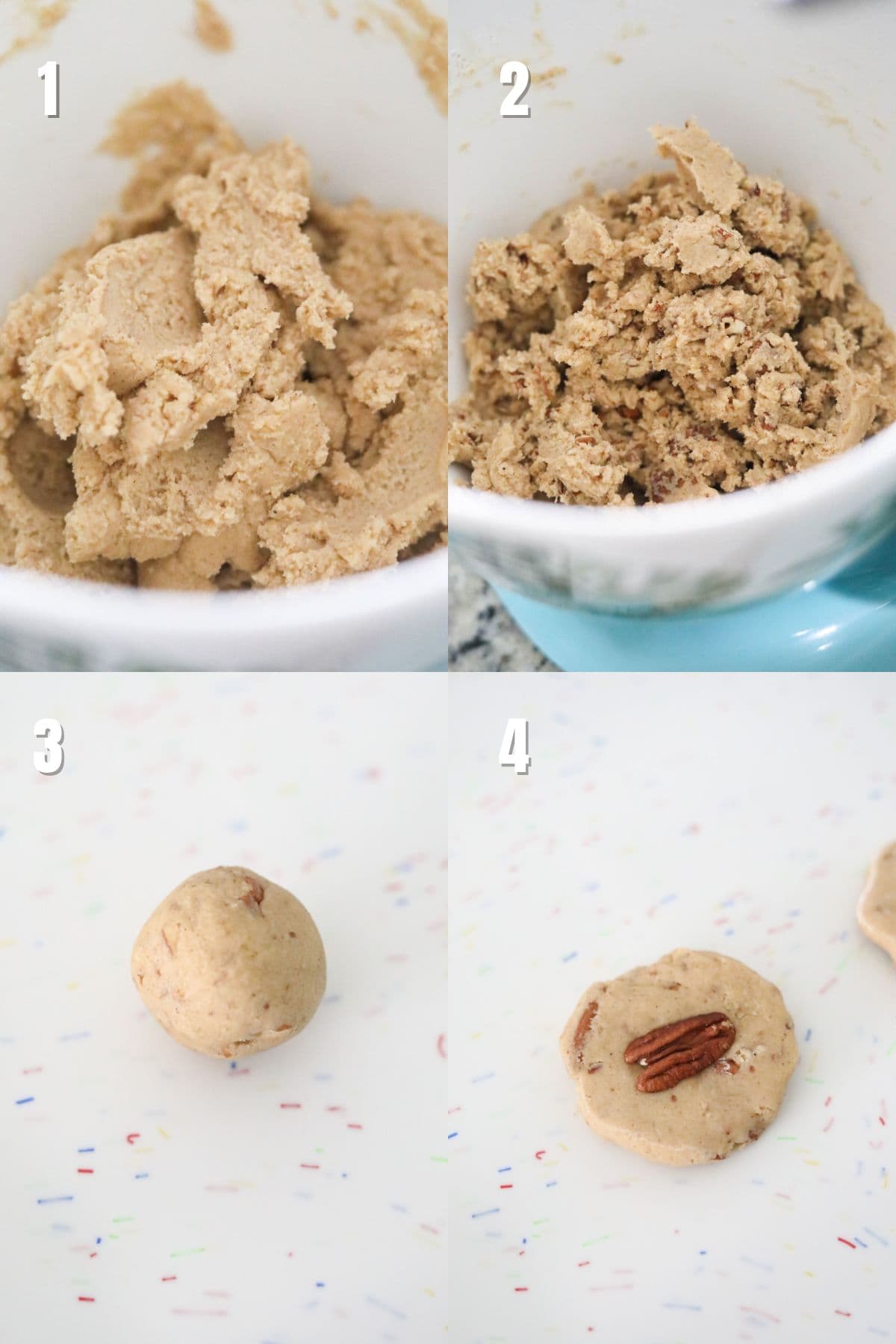 step by step instructions for making pecan sandies.
