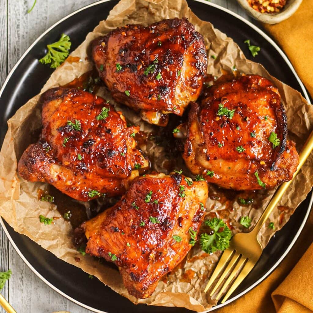 Hot Honey Glazed Chicken Thighs