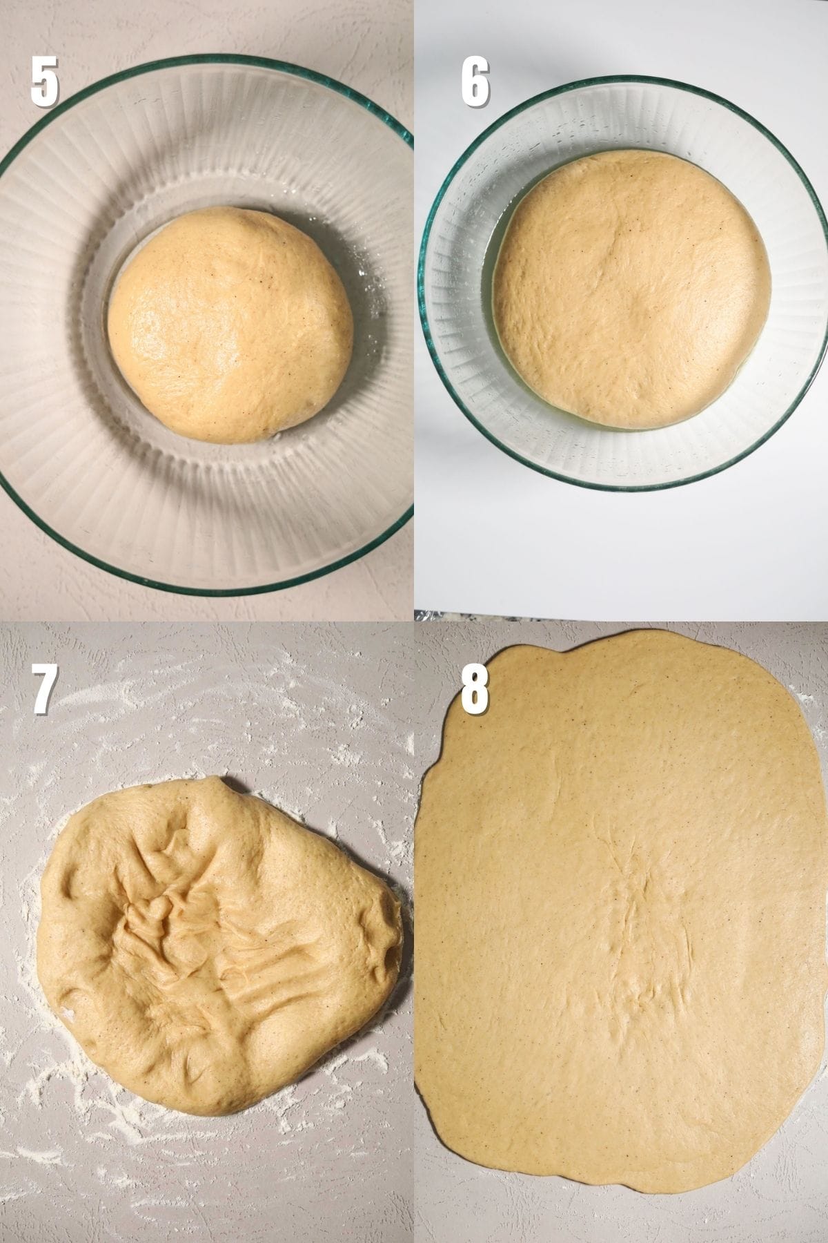 Step by step images for making New Orleans king cake.