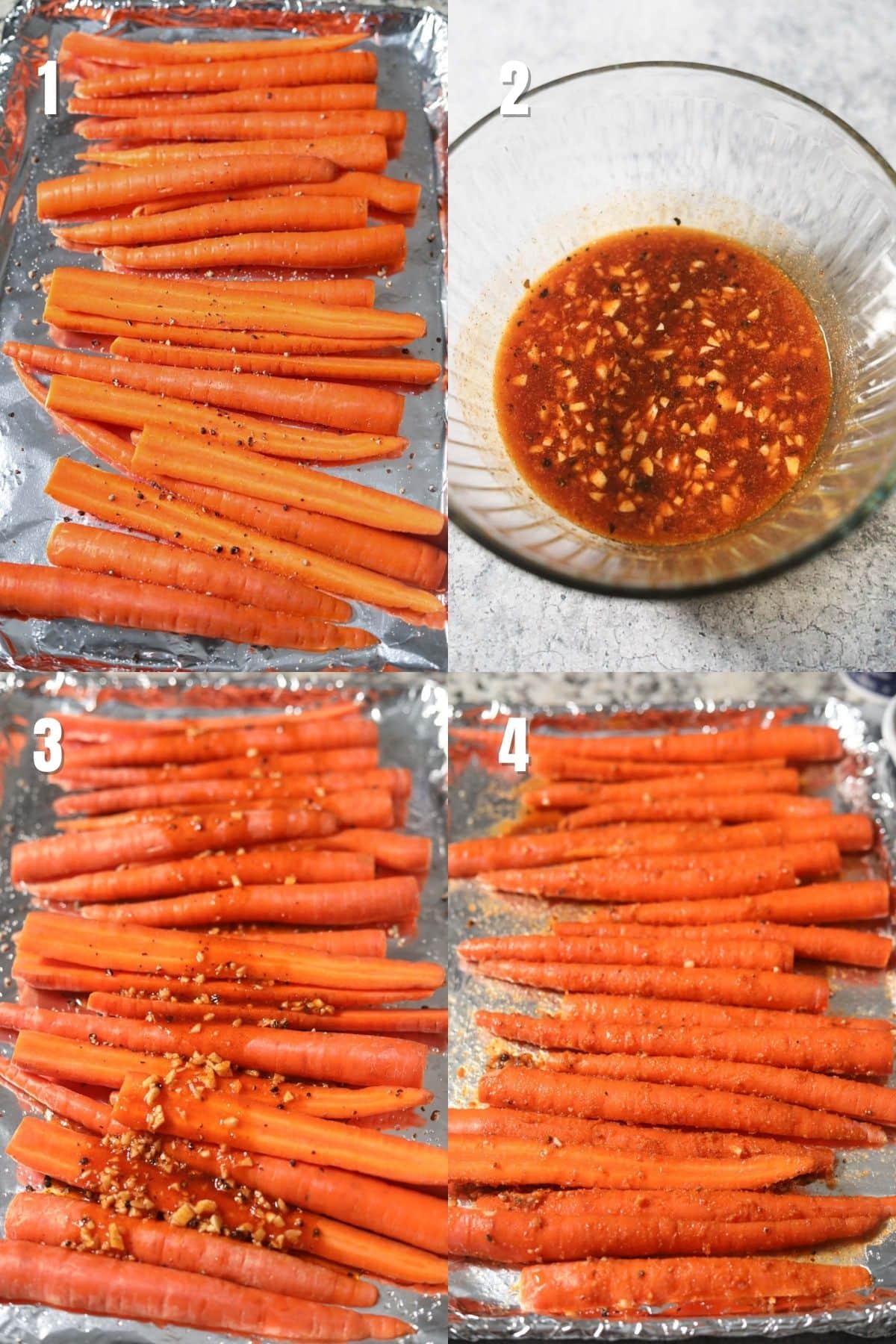 Maple roasted carrots on a white platter.
