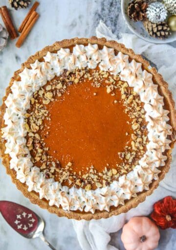 Pumpkin Tart with Meringue - Pink Owl Kitchen