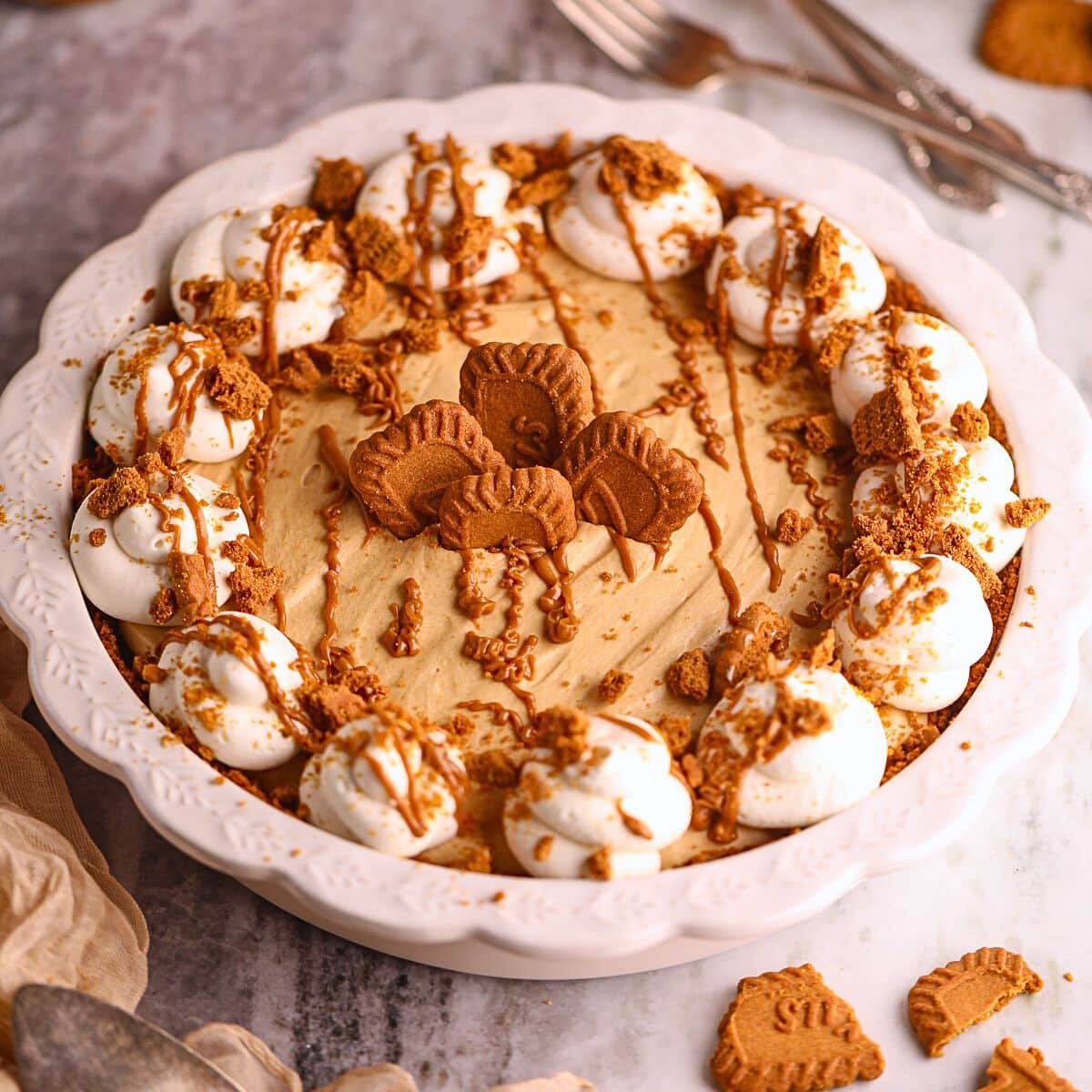 Creamy No-Bake Cookie Butter Pie
