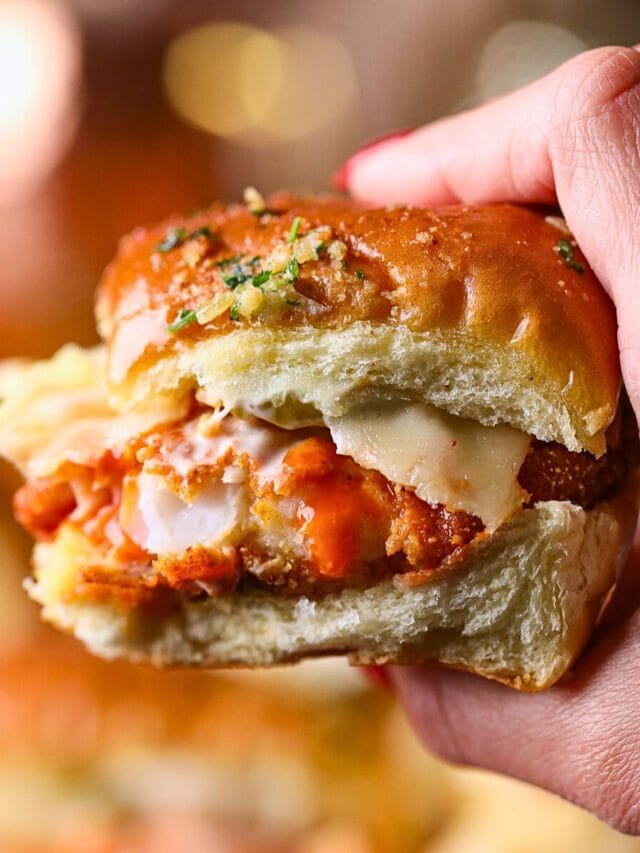 buffalo catfish slider held in a hand.