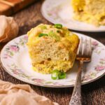 Buttermilk biscuit breakfast casserole serving on a plate.