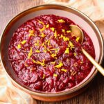 Maple vanilla, cranberry sauce in a serving bowl.