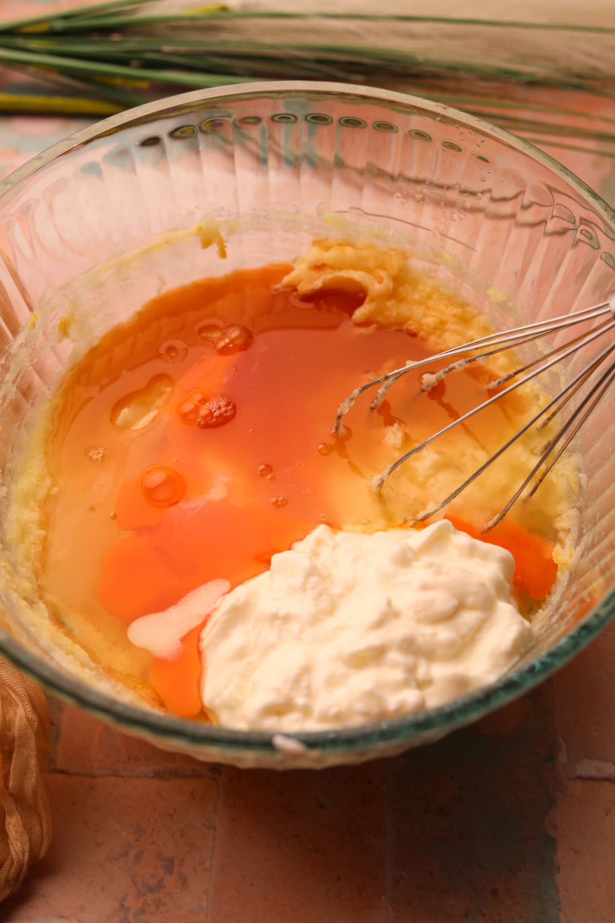 Where ingredients for strawberry lemonade, muffins in a mixing bowl. 