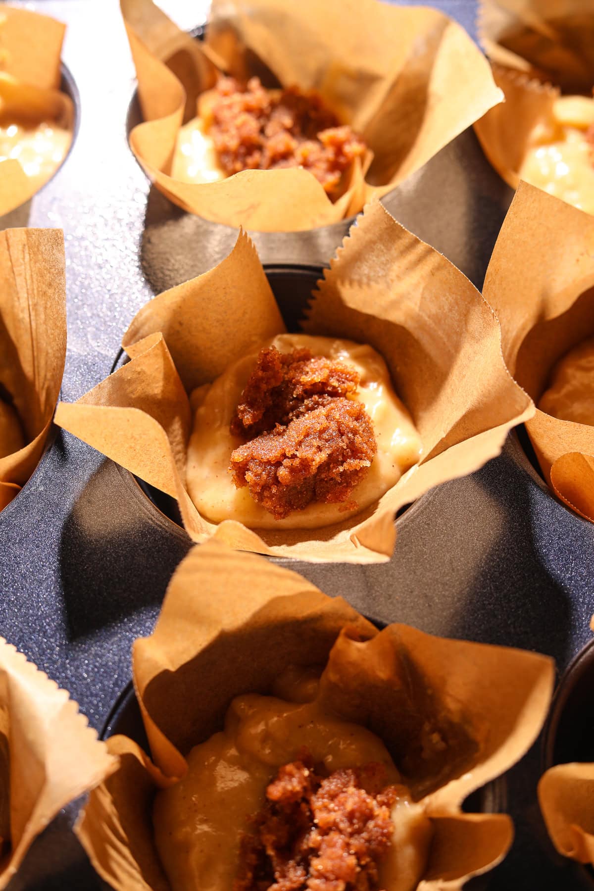Send a mess wear a banana muffins better with swirl in muffin pan.