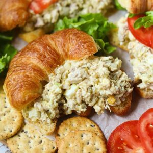 Southern chicken salad on sliced croissants.